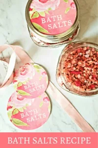 These DIY bath salts for relaxation are great for gifts, a fun craft, or to simply help you unwind after a long day! Only made with natural ingredients.  #diynaturalproducts #diybathsalts #diybathsoak #essentialoils