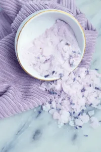 These DIY bath salts for relaxation are great for gifts, a fun craft, or to simply help you unwind after a long day! Only made with natural ingredients.  #diynaturalproducts #diybathsalts #diybathsoak #essentialoils