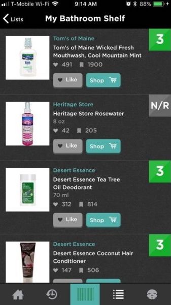 Your Ingredient List Secret Weapon— Think Dirty App Review 2 my bathroom shelf
