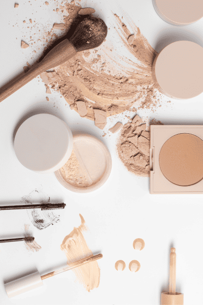 makeup powder foundation flatlay