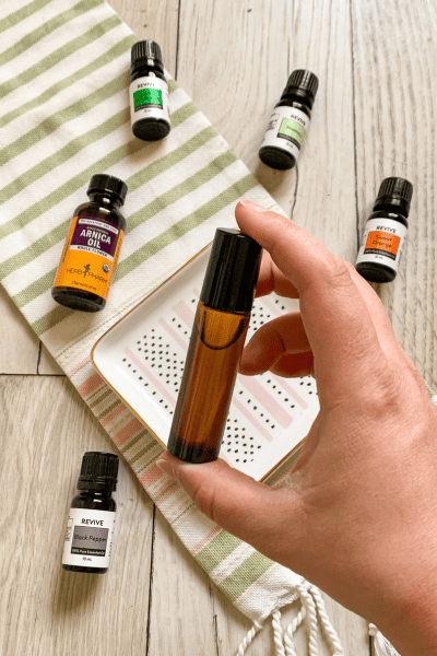 Easy Homemade Massage Oil for Joint Pain Relief 7 amber glass bottle with essential oils