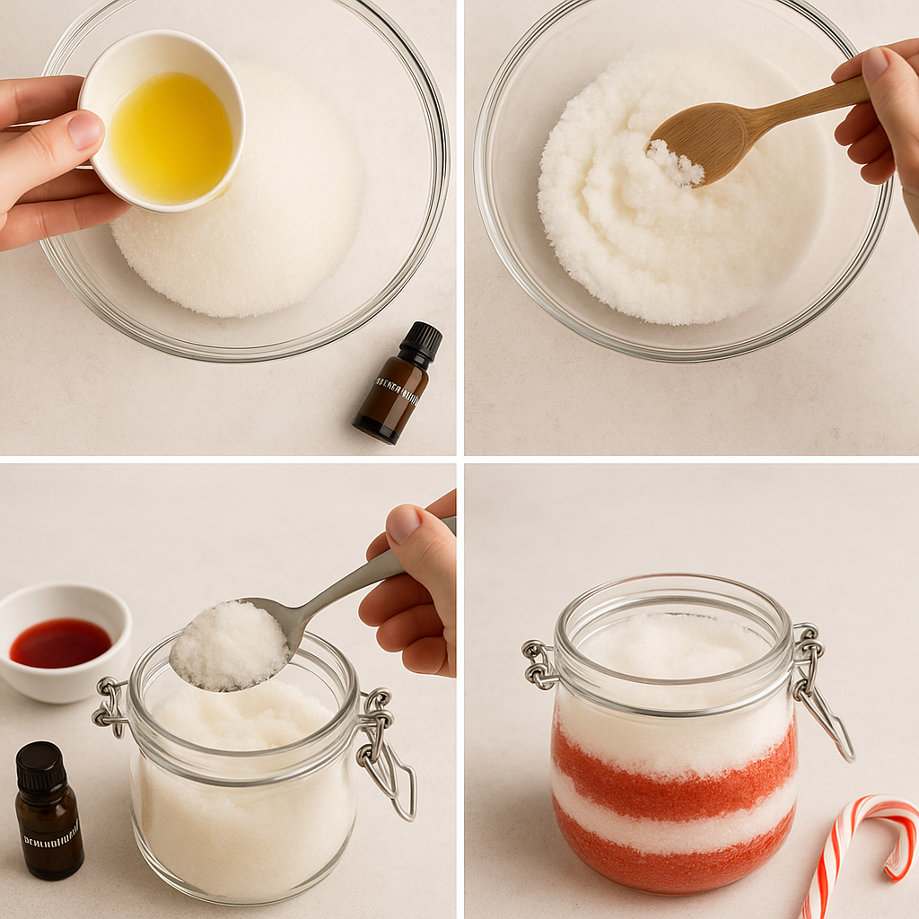 DIY Holiday Sugar Scrub Recipes for Glowing Skin 5 Holiday Sugar scrub step by step